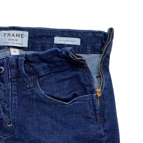 Frame Denim Le Crop Mini Boot Jeans Size 24 London-Los Angeles Dark Wash Women's - Picture 4 of 10